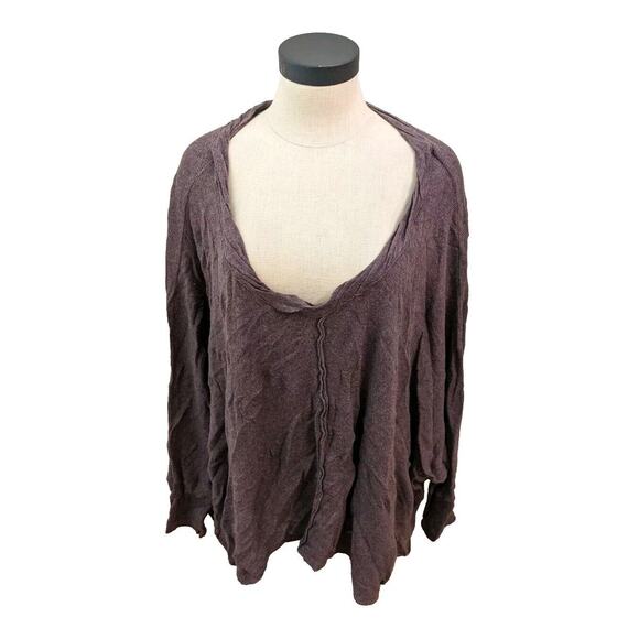 Free People Sweaters - Free People Boho Sweater Purple OversizedLoose Size S Scoop Neck 3/4 Sleeve.
